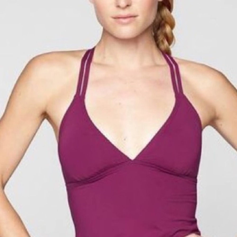 ATHLETA Fuchsia Cross Strap Tankini Swim Top